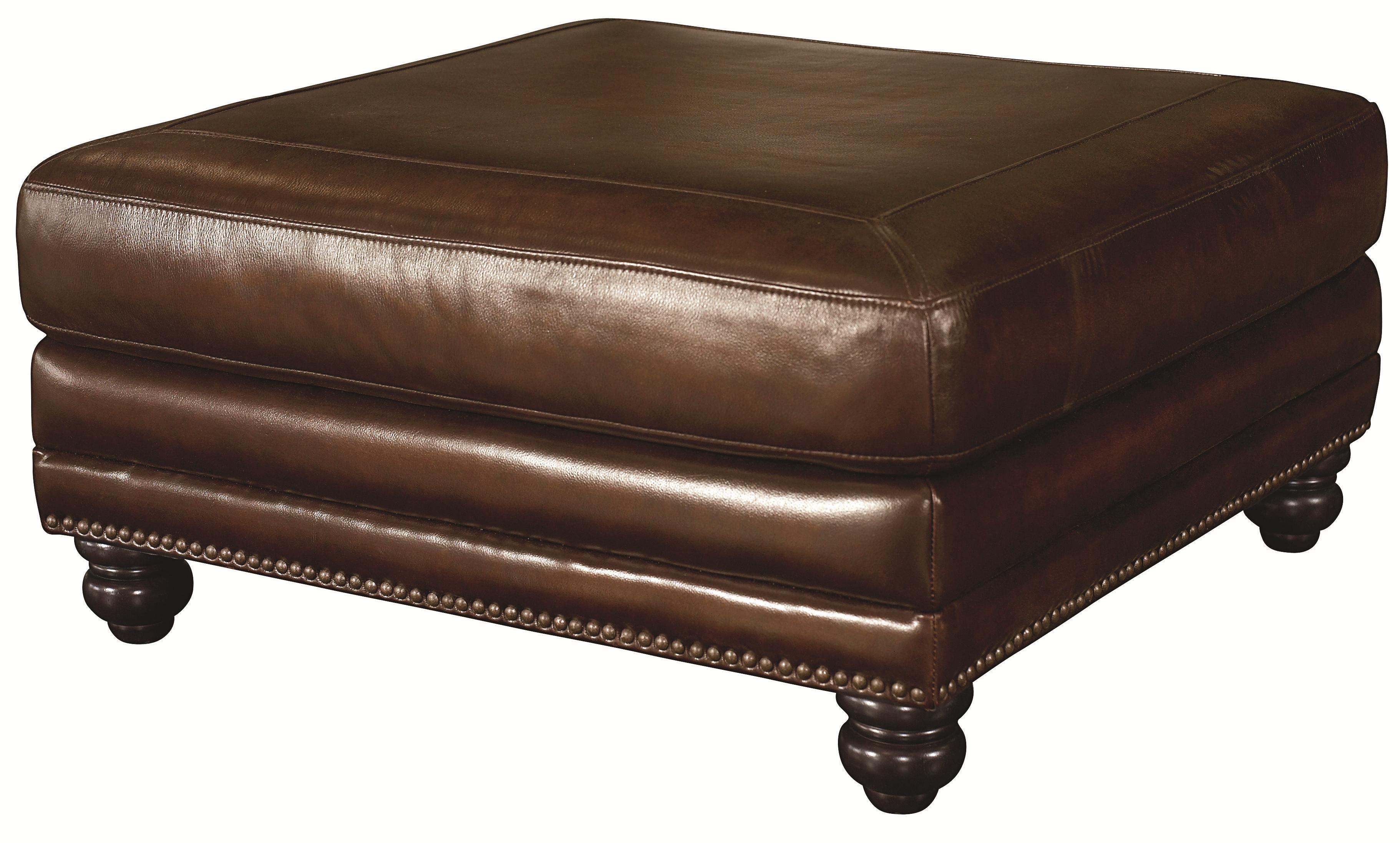 Bassett Hamilton 395900S Leather Cocktail Ottoman with Nailhead